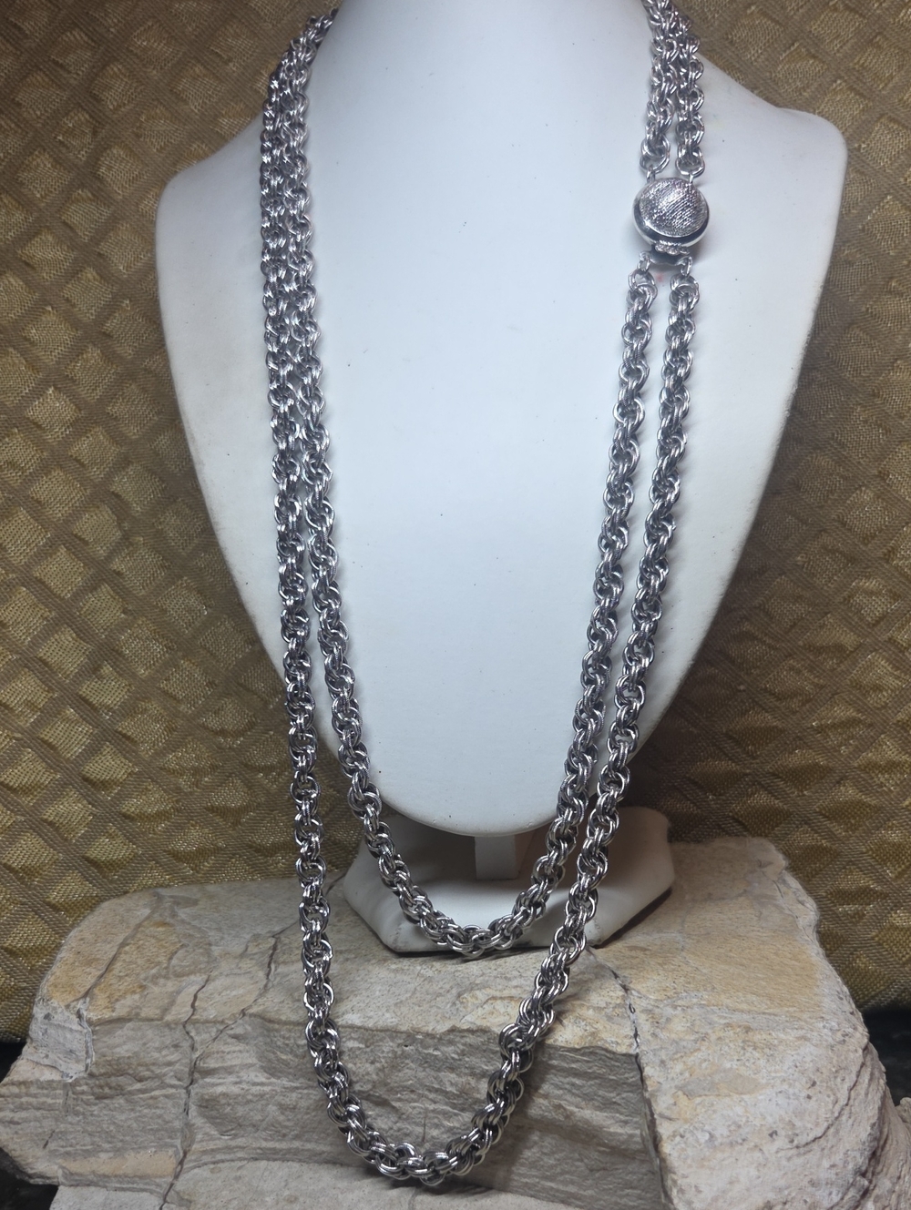 Vintage Silver-Tone Multi-Strand Chain Necklace - Elegant Women's Jewelry
